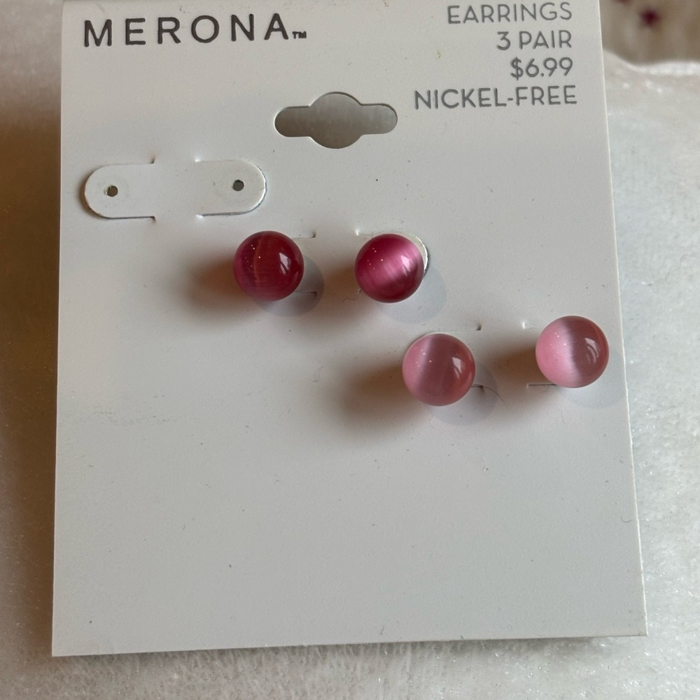 Merona Pink and Red Earrings Set